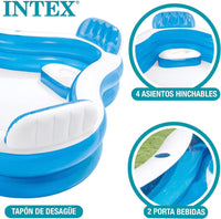 Intex 56475NP Inflatable Swim Center Family Lounge 90 x 90 x 26 inches Multi-color Piscina Familiare Intex Swim Centre con Sedili
