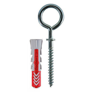 Fischer 537632 Confezione 6 Tasselli C-3 k Duo Power D. 6mm con Vite Metallo Occhiolo Chiuso