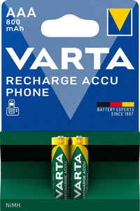 Varta Recharge Accu Phone AAA 800 mAh Blister da 2 (Batteria NiMH Accu, Micro, ricaricabile)