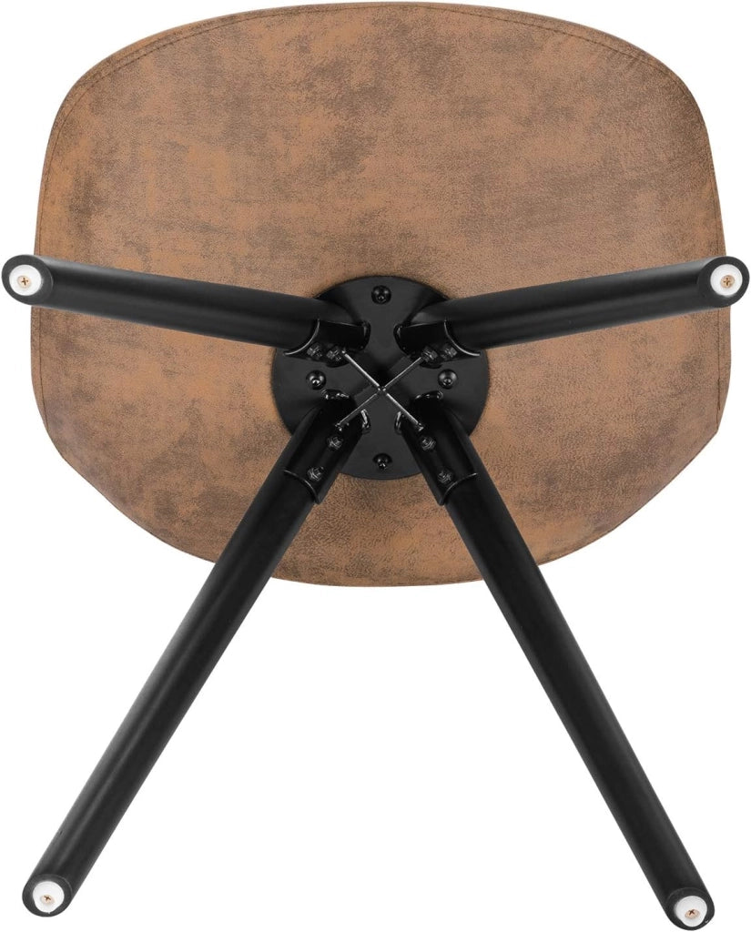 BH268dbr-6 Set di 6 Sedie per Sala da Pranzo Soggiorno Stile Retrò Seduta Imbottita con Schienale Senza Braccioli in Tessuto Marrone Scuro