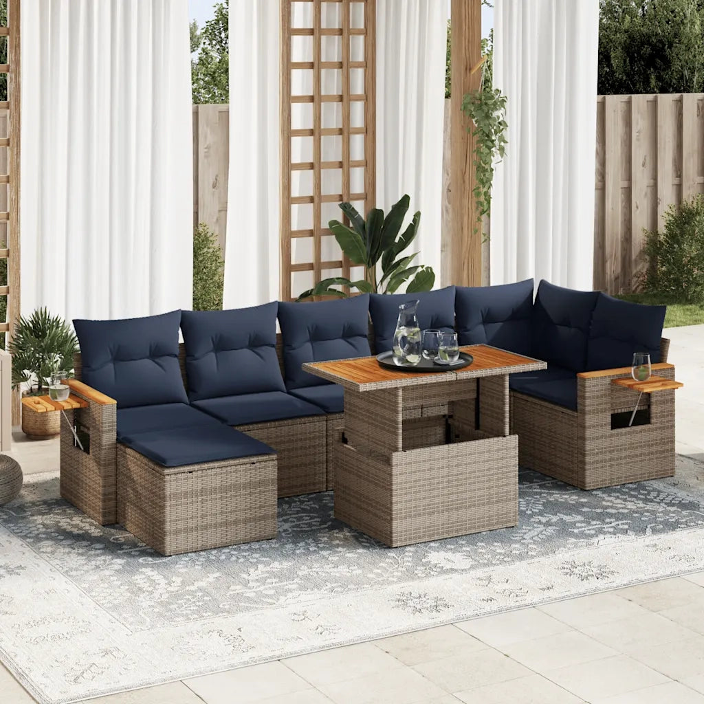 Set Divani Giardino 8 pz con Cuscini Marrone Polyrattan Acacia 3327631