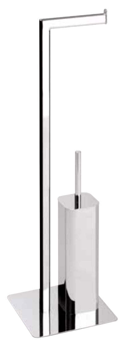 Piantana porta rotolo con scopino wc in metallo