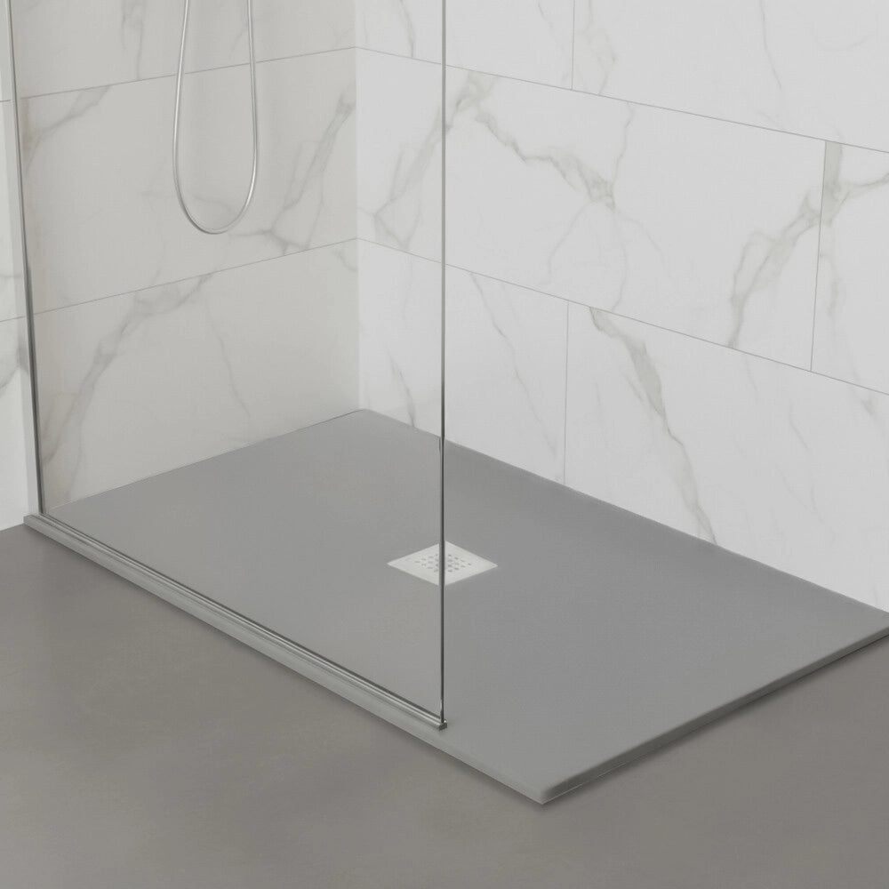 Piatto doccia 70x80 in marmoresina effetto pietra grigio riducibile Ten