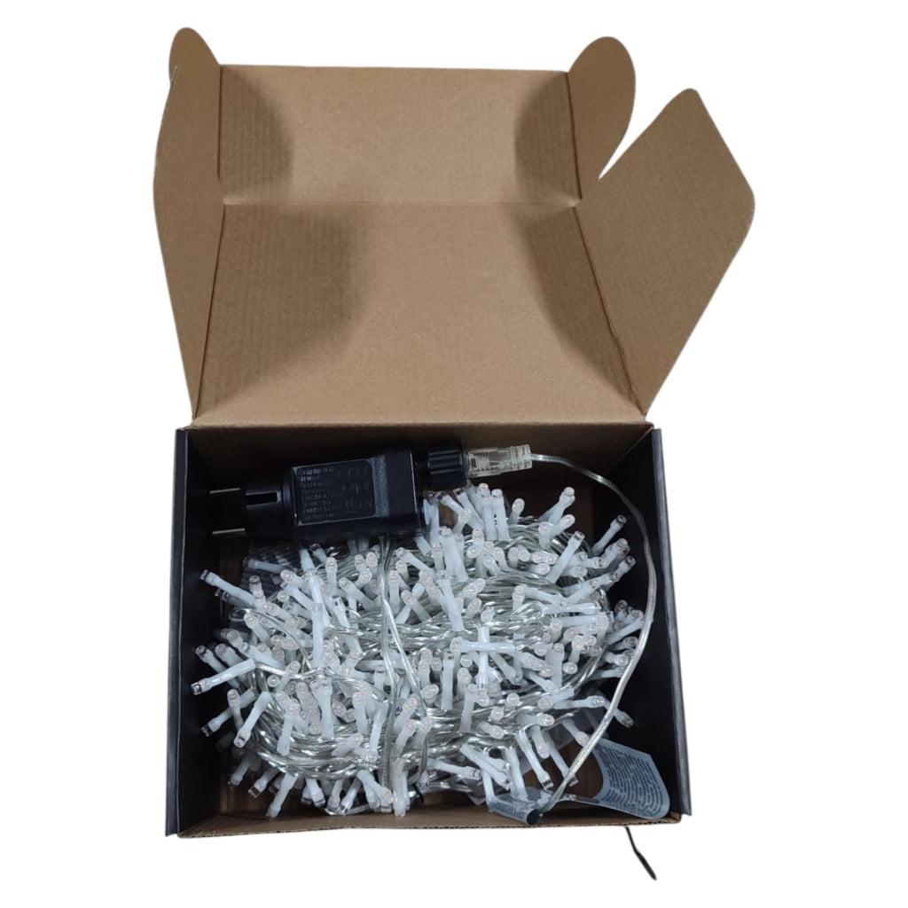 LUCI LED ORO 1000 LED 20 MT INTERNO ESTERNO CAVO TRASPARENTE