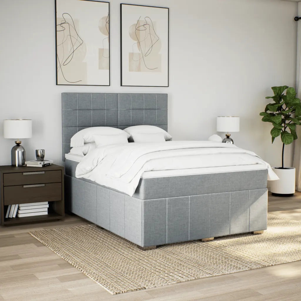 Giroletto a Molle con Materasso Grigio Chiaro 140x200cm Tessuto