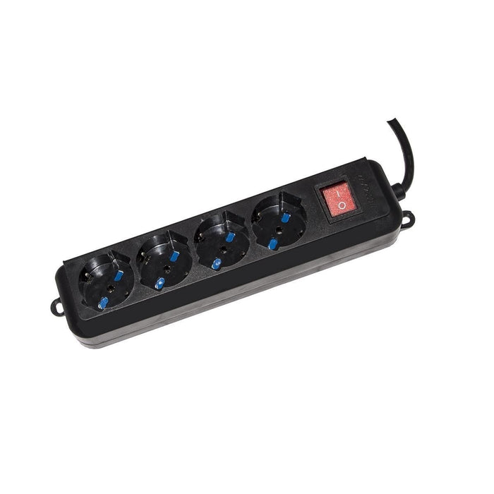 Link multipresa 4 prese universali ita-schuko 10-16 a - spina 16 a con interruttore colore nero