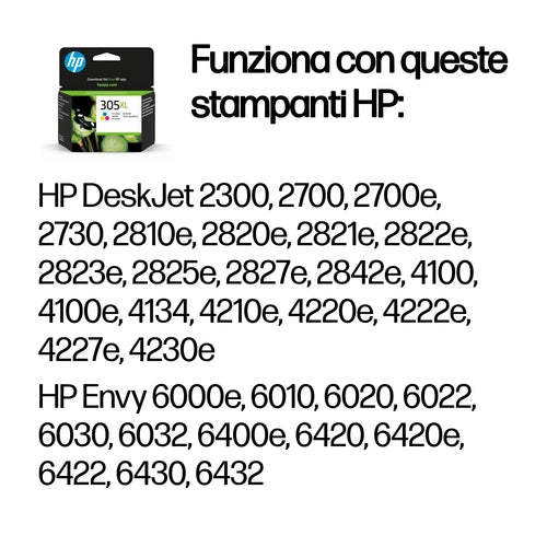 HP Cartuccia di inchiostro tricromia originale ad alta capacità 305XL