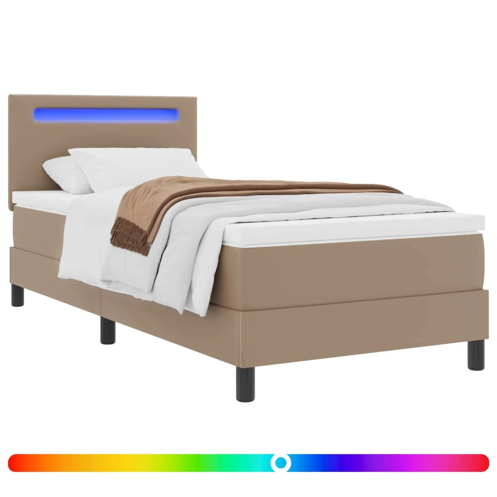 Letto a molle Cappuccino 90 x 190 cm Pelle sintetica