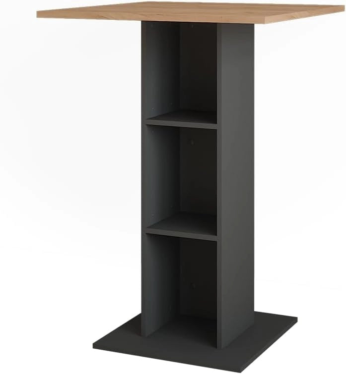 tavolo bar con sgabelli Repose, Antracite/bianco, 75 x 75 cm con 2 sgabelli da bar, per l'utilizzo come tavolo alto con ripiani regolabili in altezza