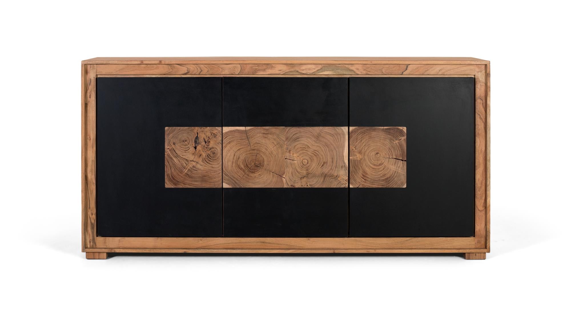 Credenza moderna in legno di mango e gambe in ferro