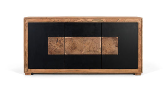 Credenza moderna in legno di mango e gambe in ferro