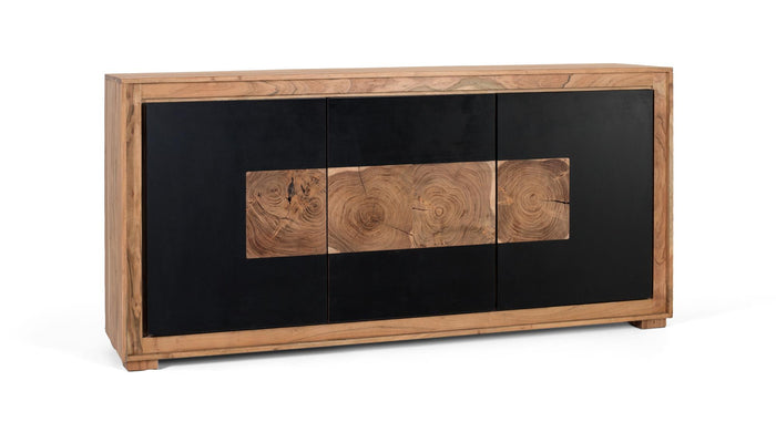 Credenza moderna in legno di mango e gambe in ferro