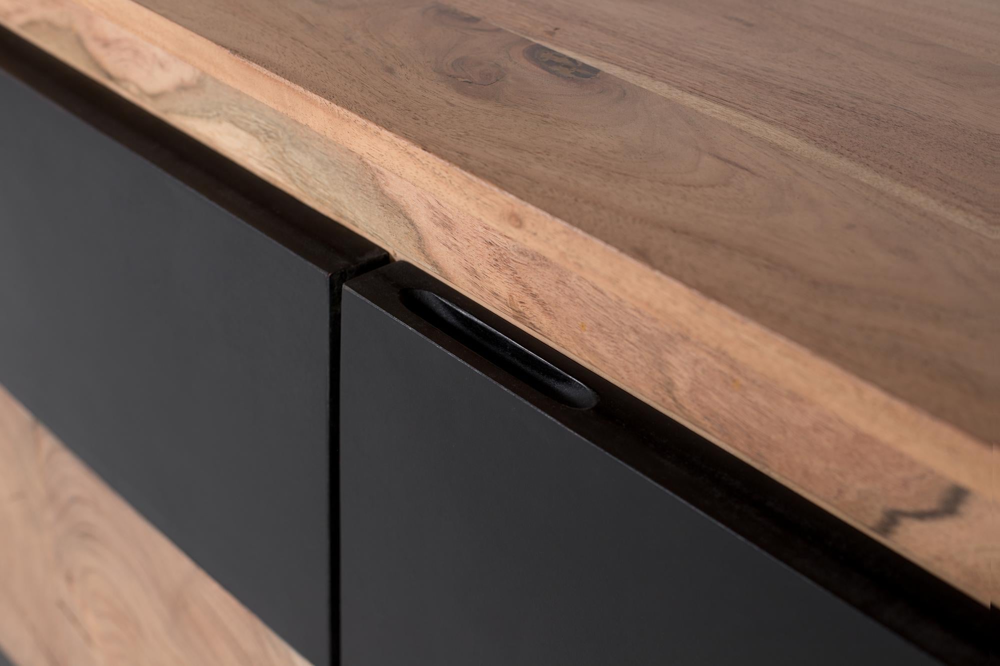 Credenza moderna in legno di mango e gambe in ferro