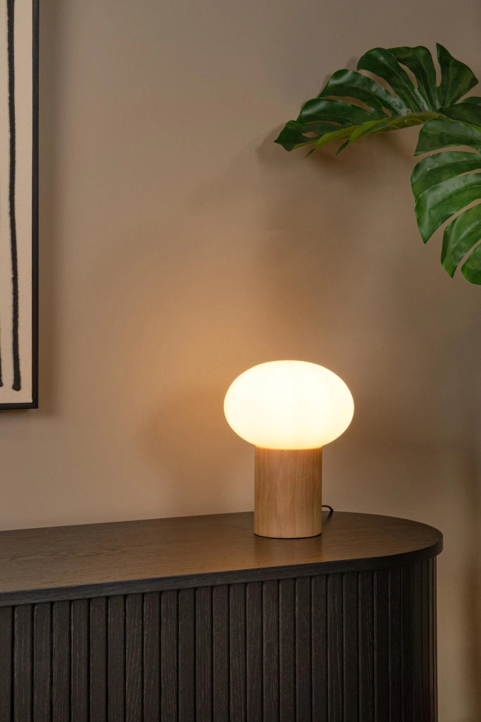 Lampada da tavolo BIRTLE 1xE27 legno vetro Lucide