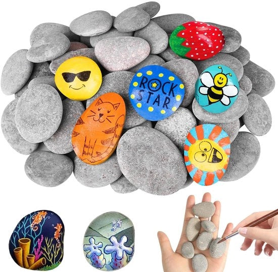 40 pezzi di pietre per dipinti, piatte, 3-5 cm, pietre di ghiaia per dipinti, natura, mare, pietre piatte lisce per attività di fai da te, scuola, pittura, vasi di fiori, decorazione