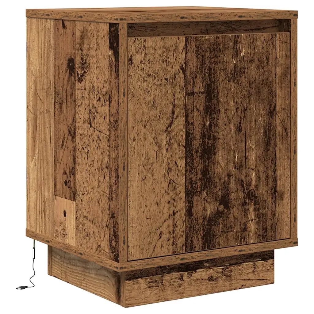Comodini con Luci a LED 2 pz Legno Antico 38x34x50 cm