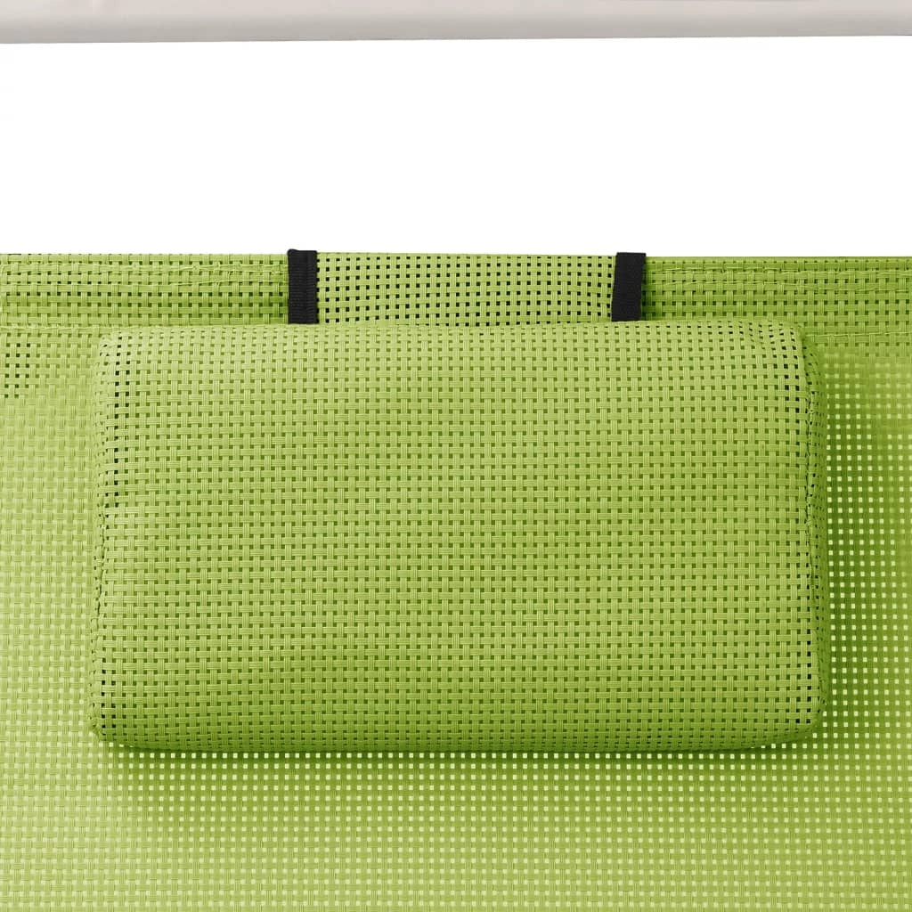 Lettino prendisole sedia a sdraio lettino prendisole letto da giardino mobili da giardino mobili da esterno doppi con baldacchino in textilene verde 02_0012726