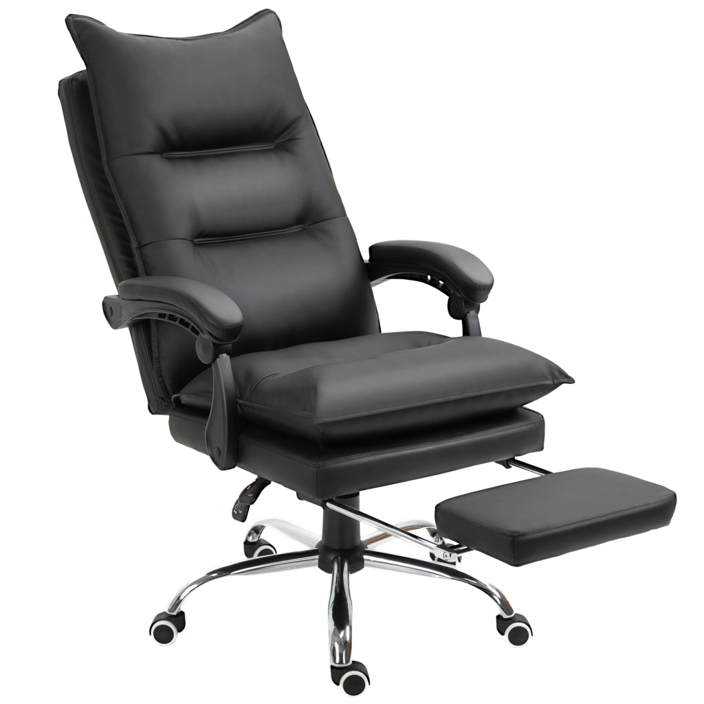 Sedia da ufficio ergonomica ¨C zephmum ¨C similpelle nera con poggiapiedi