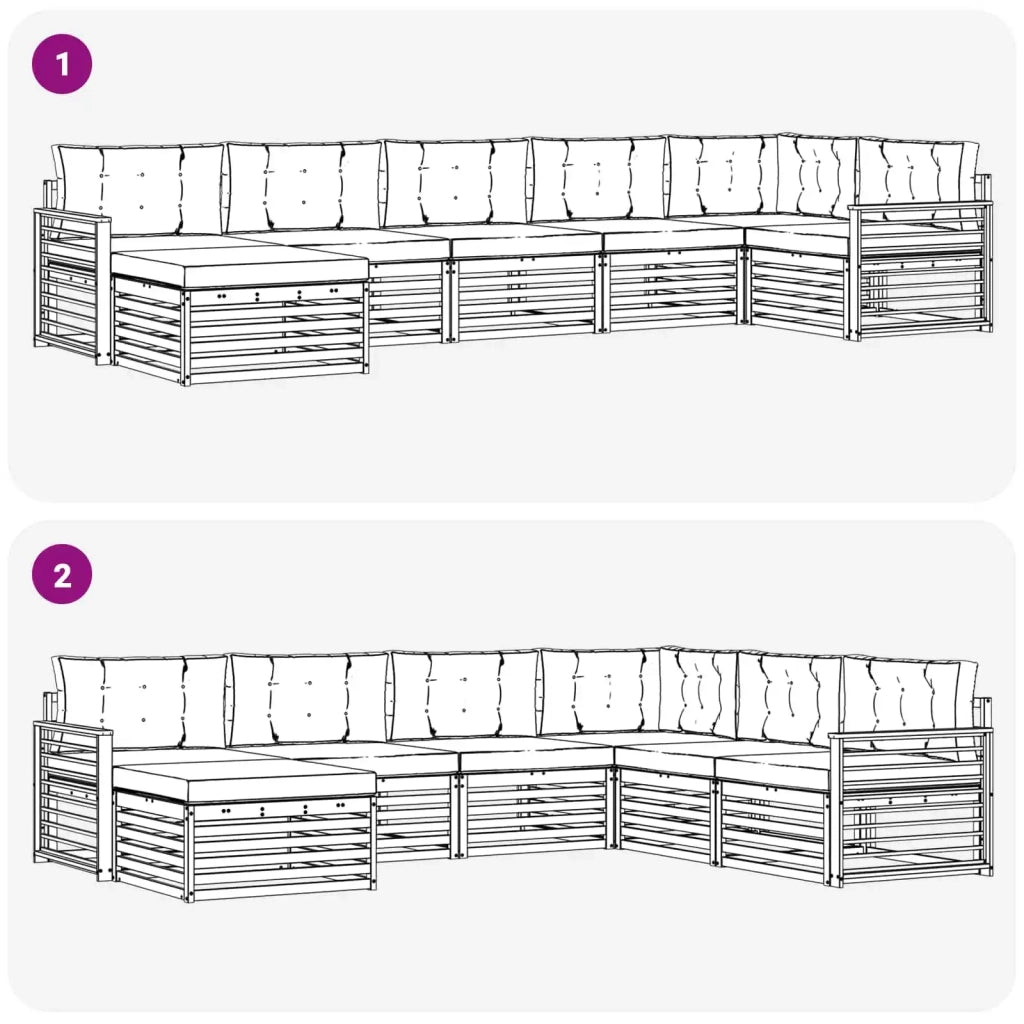 Set di divani da esterno 7 pz Bianco e Beige 3390858