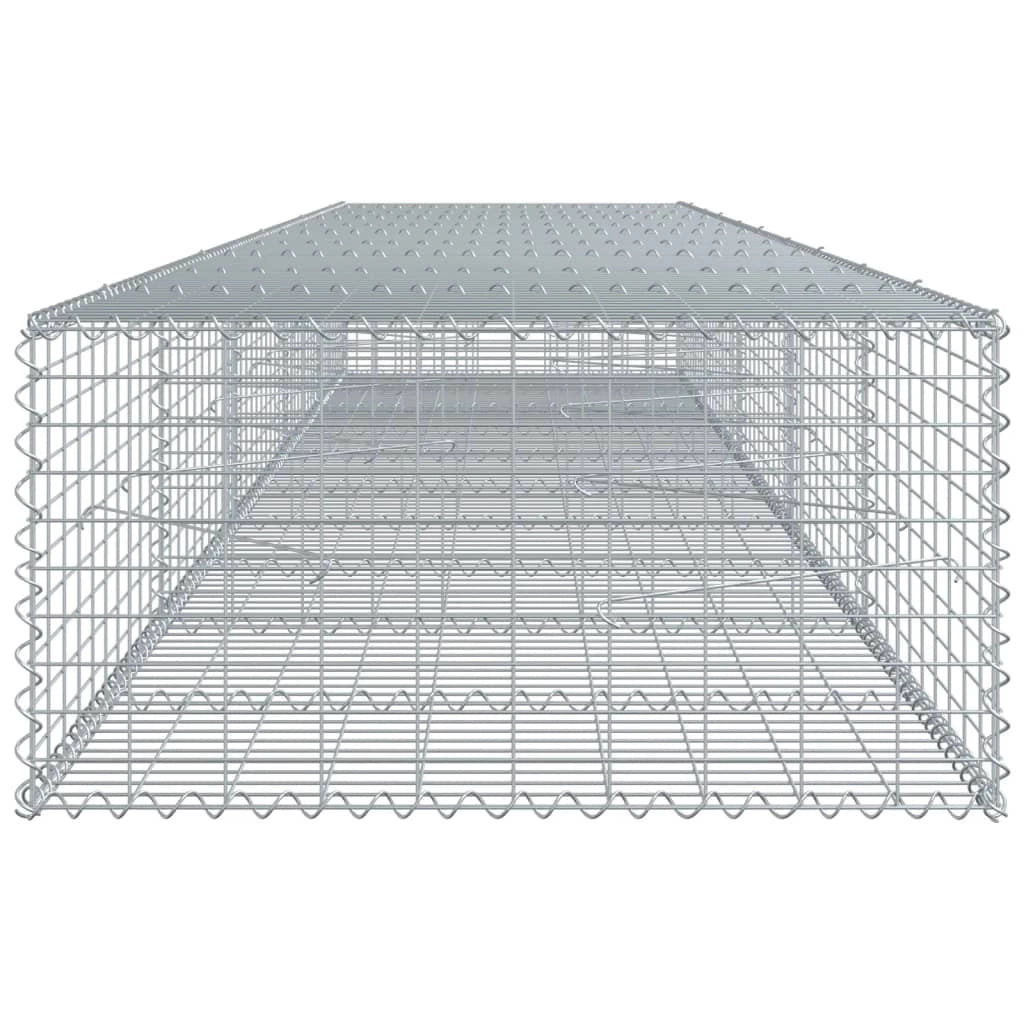 Gabbione recinto a gabbia muro di contenimento con coperchio 500 x 100 x 50 cm ferro zincato argento 02_0040172