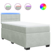 Letto singolo | Letto per adulti | Giroletto a Molle con Materasso Grigio Chiaro 80x200 cm Velluto