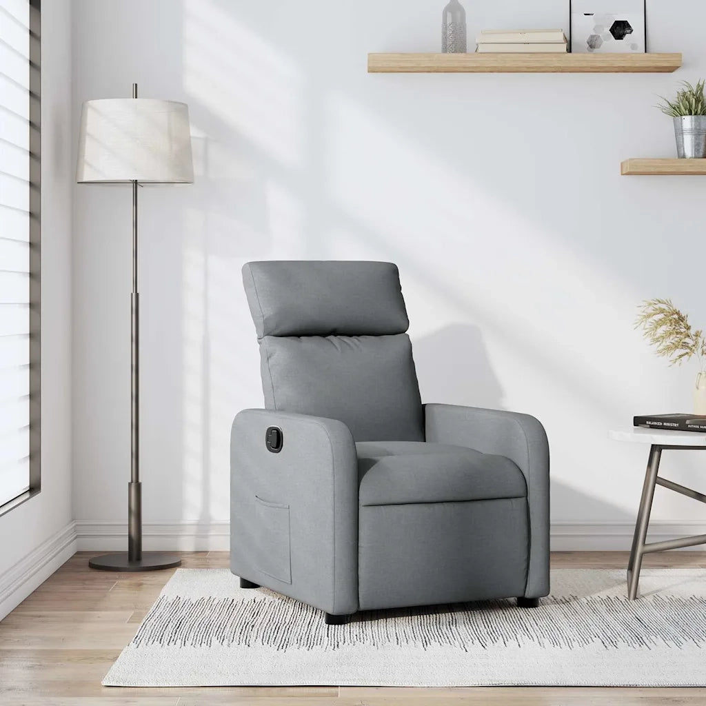Divano Sedia-Poltrona Reclinabile in Tessuto Grigio Chiaro 246224