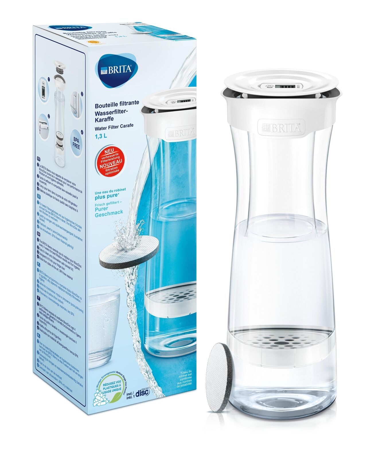 Brita Bottiglia Filtrante per acqua da 1,4l - 1 filtro MicroDisc incluso