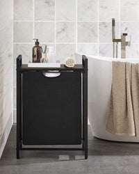 Mobile portabiancheria Valora 65L Marrone Rustico Nero | scomparto singolo