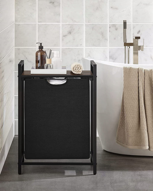 Mobile portabiancheria Valora 65L Marrone Rustico Nero | scomparto singolo