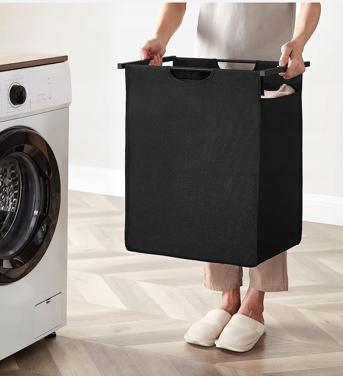 Mobile portabiancheria Valora 65L Marrone Rustico Nero | scomparto singolo