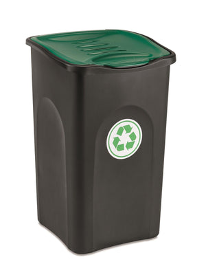 Stefanplast Pattumiera Ecogreen 37x37x56 50LT Nero/Verde