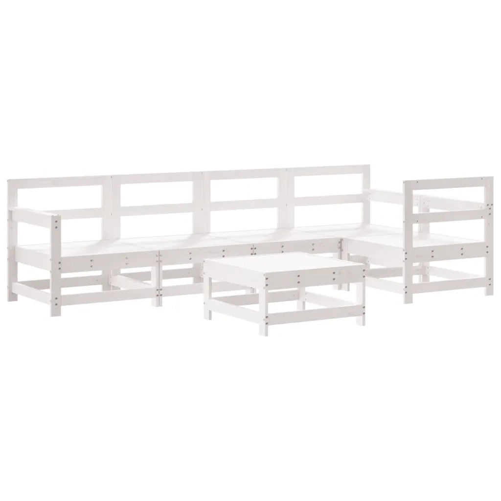 Set Salotto da Giardino 6 pz Bianco in Legno Massello di Pinocod mxl 118206