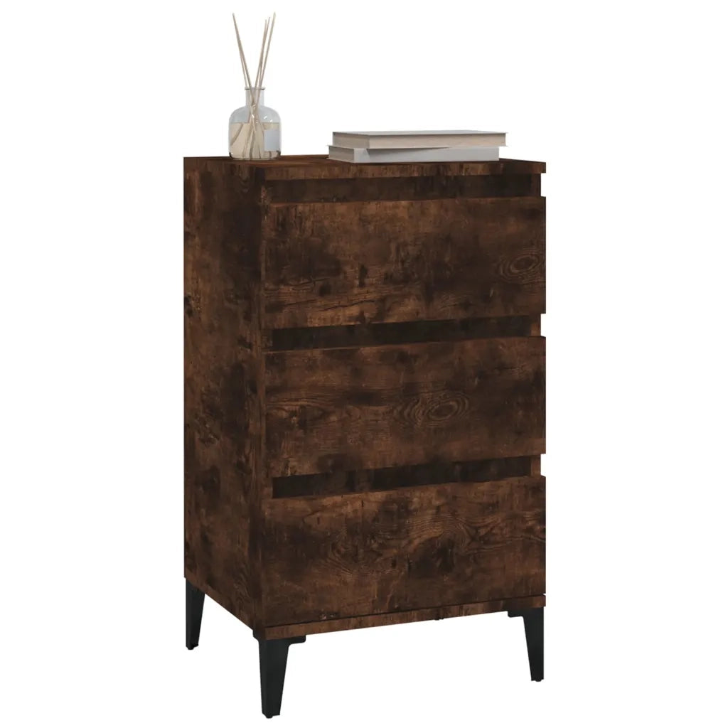 Comodino Rovere Fumo 40x35x70 cm Legno Multistrato 819673