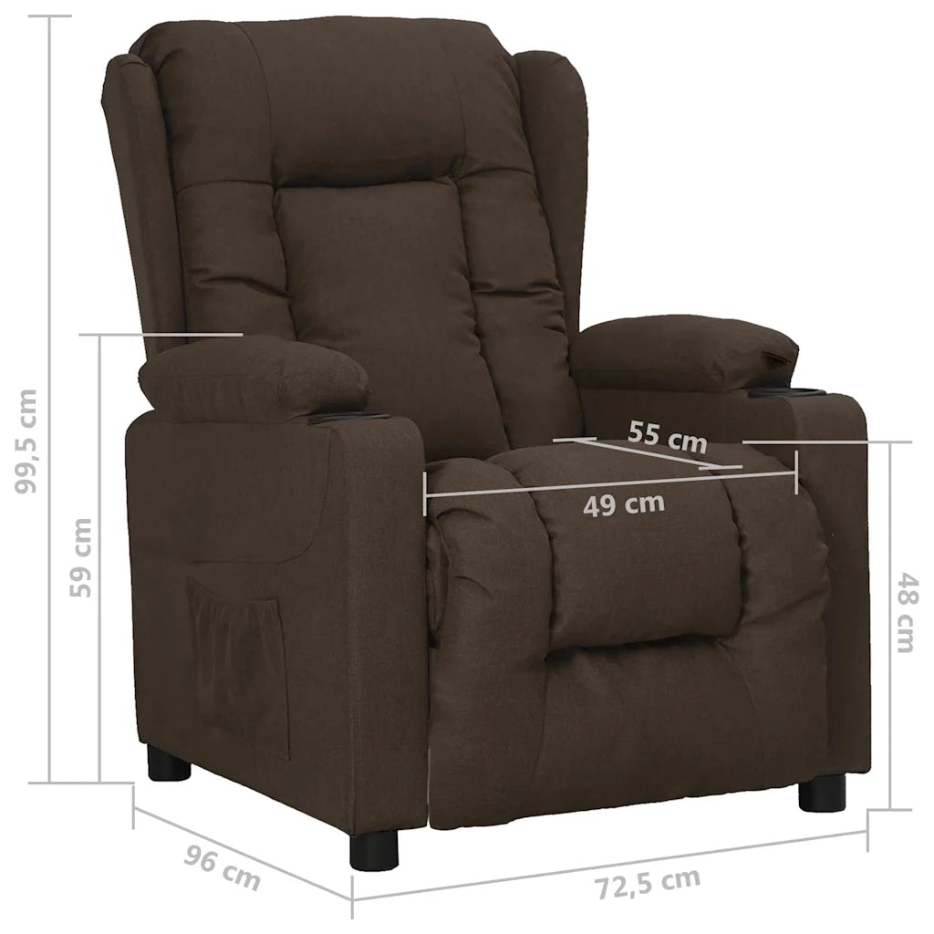 Divano Sedia-Poltrona Reclinabile Marrone Scuro in Tessuto 476294