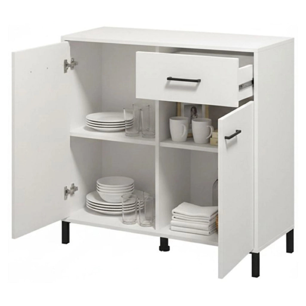 Madia Laerruu, Credenza 2 Ripiani, 93x40x90h cm Bianco