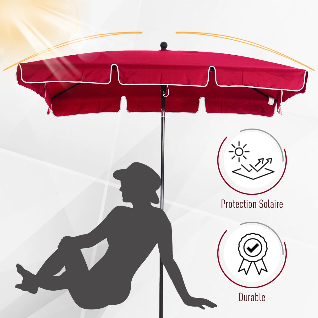 Ombrellone da giardino rettangolare inclinabile ¨C zephmum ¨C rosso 2x1.3m in alluminio e poliestere