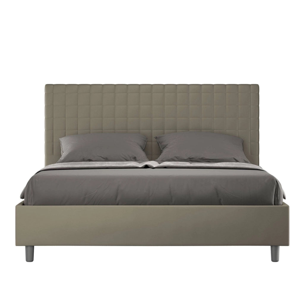 Letto matrimoniale king size contenitore imbottito 170x210 similpelle cappuccino Sunny