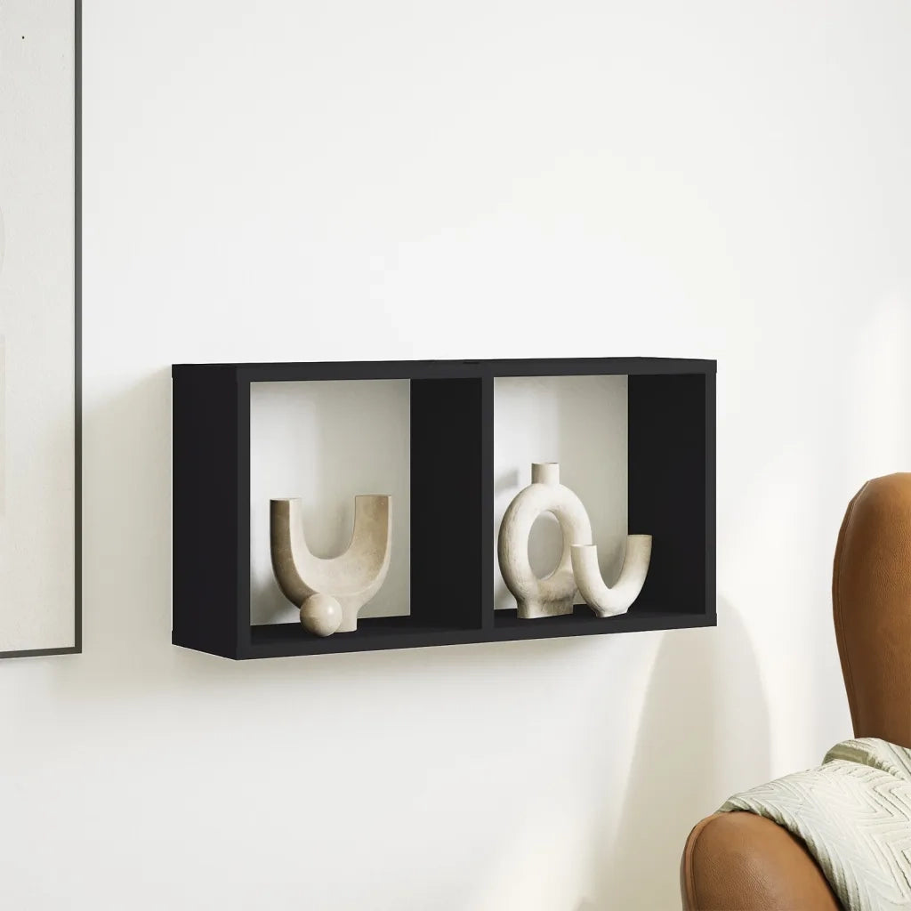 vidaXL Mobile a Parete 60x16x30 cm Nero in Legno Multistrato