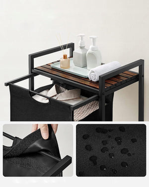 Mobile portabiancheria Valora 65L Marrone Rustico Nero | scomparto singolo