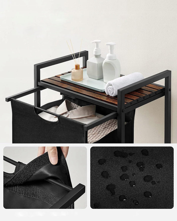 Mobile portabiancheria Valora 65L Marrone Rustico Nero | scomparto singolo