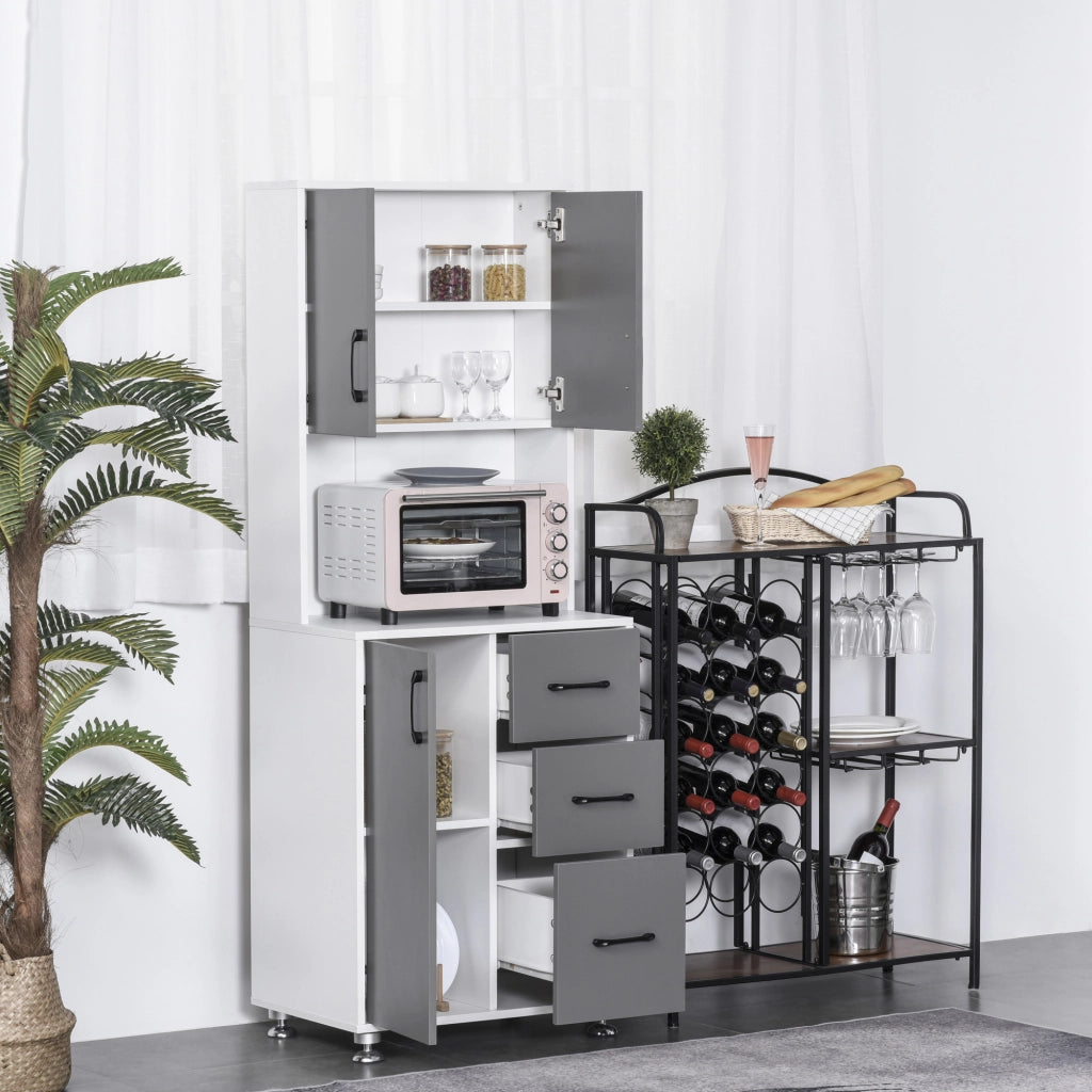Armadio da cucina con 3 cassetti e ripiano ¨C zephmum ¨C grigio e bianco 60x40x160 cm