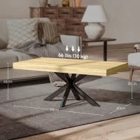 Tavolino da Caffè Stile Industriale in Legno e Acciaio, 110x60x45 cm, Nero e color Legno