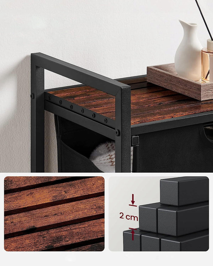 Mobile portabiancheria Valora 65L Marrone Rustico Nero | scomparto singolo