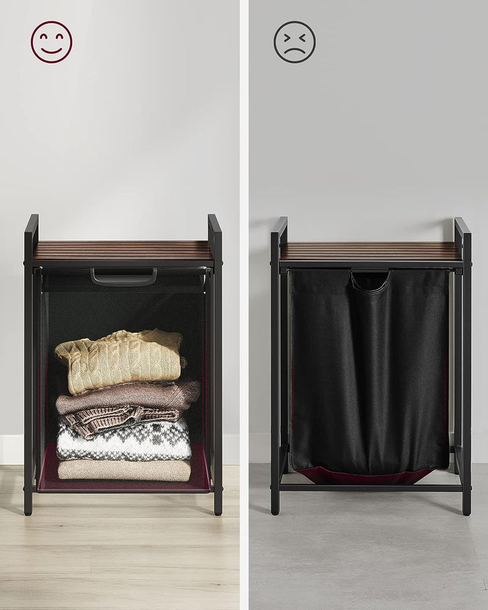 Mobile portabiancheria Valora 65L Marrone Rustico Nero | scomparto singolo