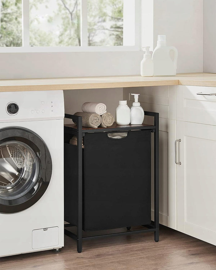 Mobile portabiancheria Valora 65L Marrone Rustico Nero | scomparto singolo