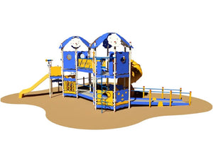 Villaggio Optimus 993 2 torrette 2 scivoli ponte 20 utenti spazio 1250x1475cm