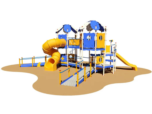 Villaggio Optimus 993 2 torrette 2 scivoli ponte 20 utenti spazio 1250x1475cm