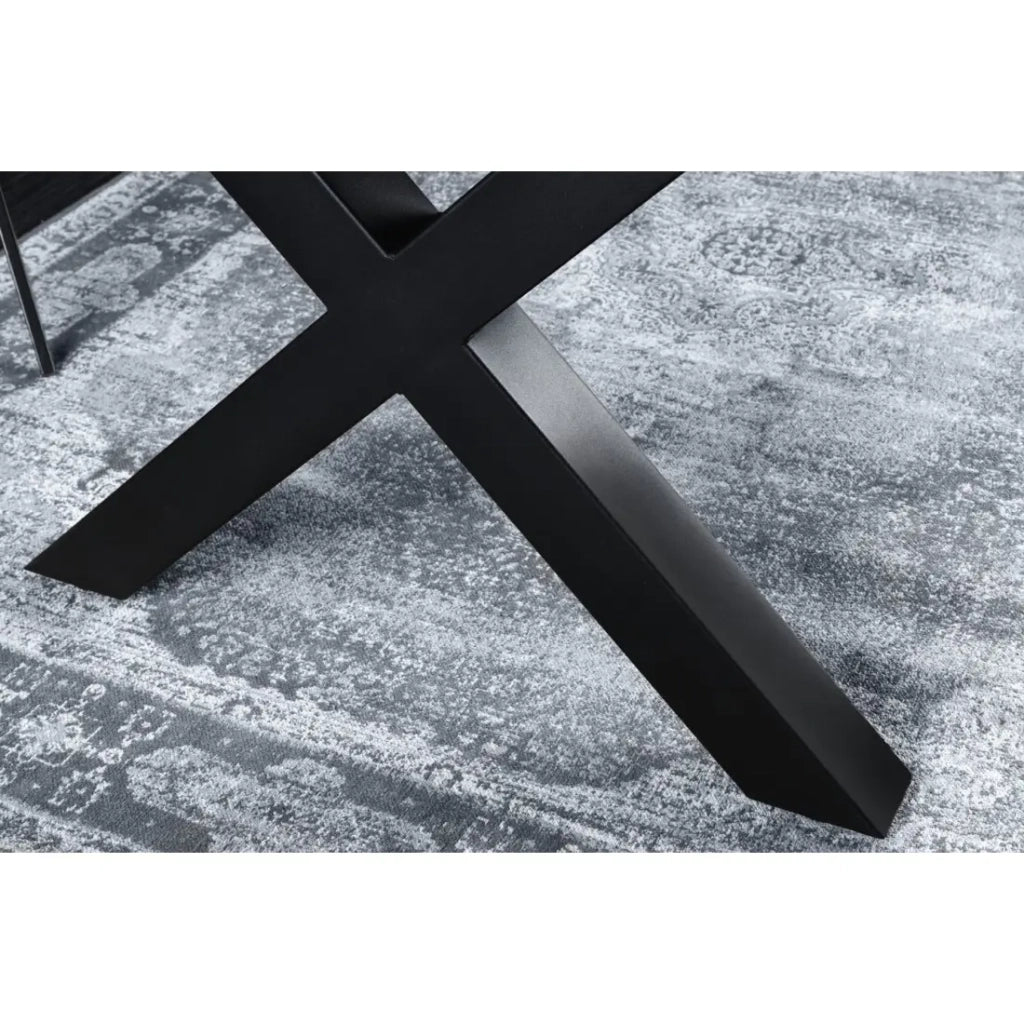 Tavolo da pranzo RIVET 180 cm in legno grigio e metallo nero