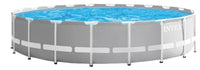 Intex 26756NP Piscina Fuori Terra Prisma Frame Rotonda Pompa Filtro 5678 L-h Scaletta Telo Base e Copertura 32695 L Acciaio e PVC Grigio 610x132 cm 610cm x132cm Con Pompa Filtro