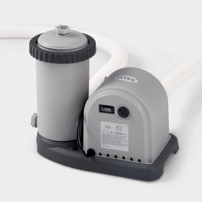 Intex 26756NP Piscina Fuori Terra Prisma Frame Rotonda Pompa Filtro 5678 L-h Scaletta Telo Base e Copertura 32695 L Acciaio e PVC Grigio 610x132 cm 610cm x132cm Con Pompa Filtro